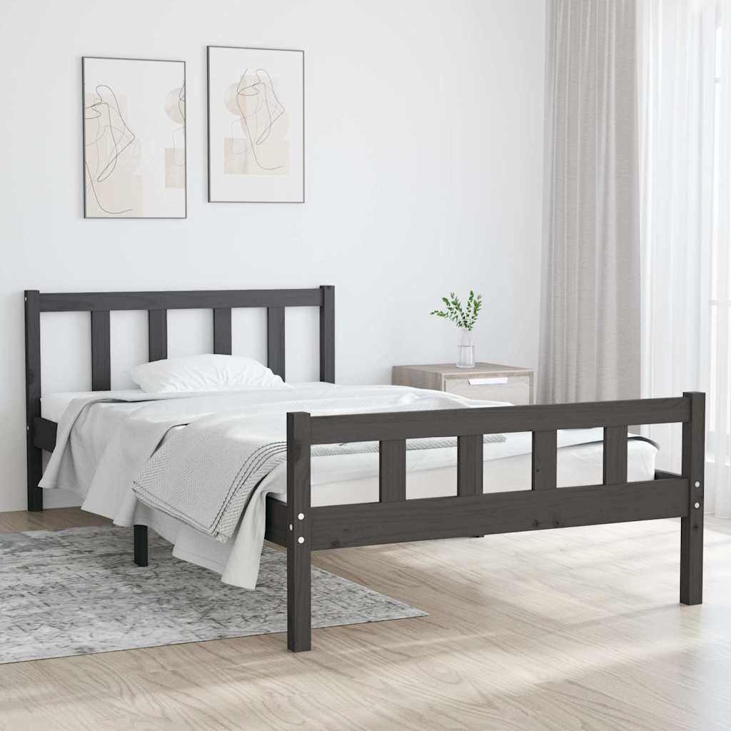 Vidaxl bedframe massief hout grijs 100x200 cm