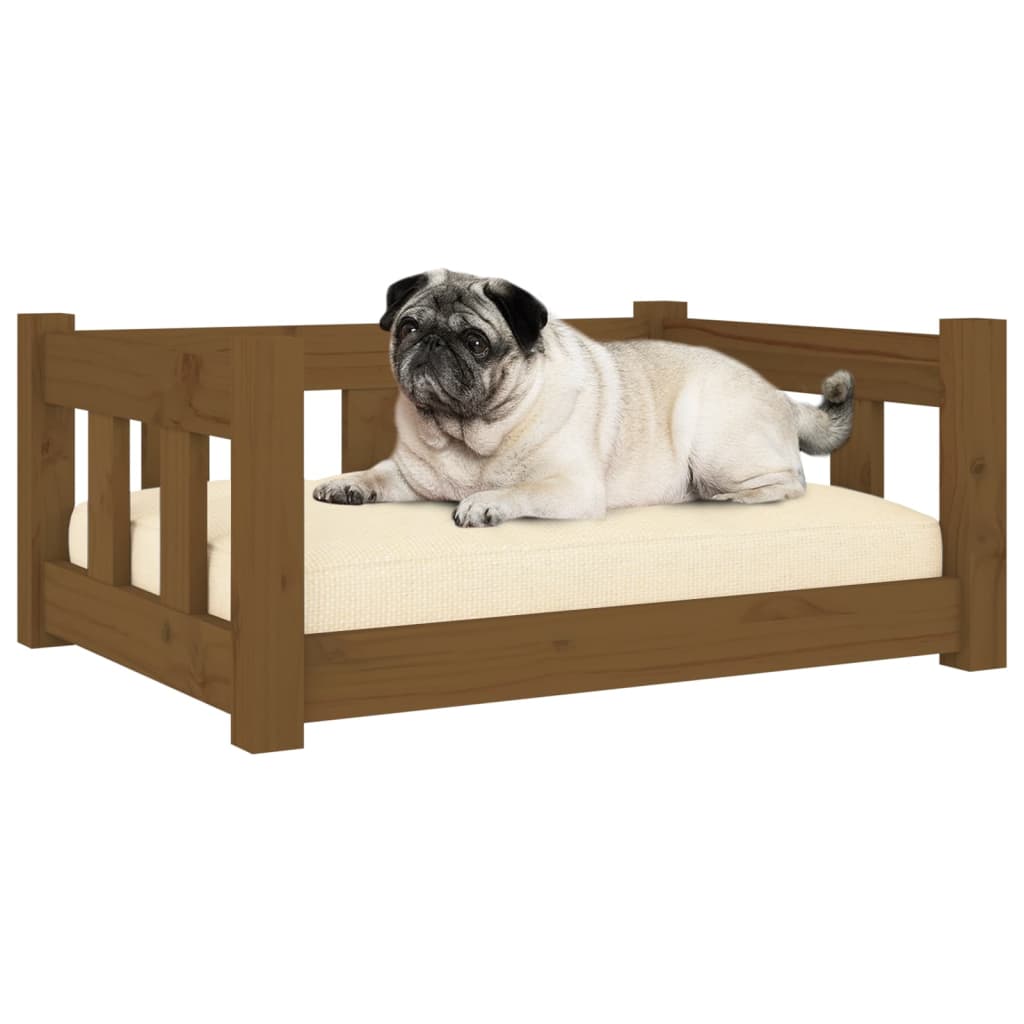 Vidaxl Dog Basket 65.5x50.5x28 cm Solid fyrretræ Honningbrun