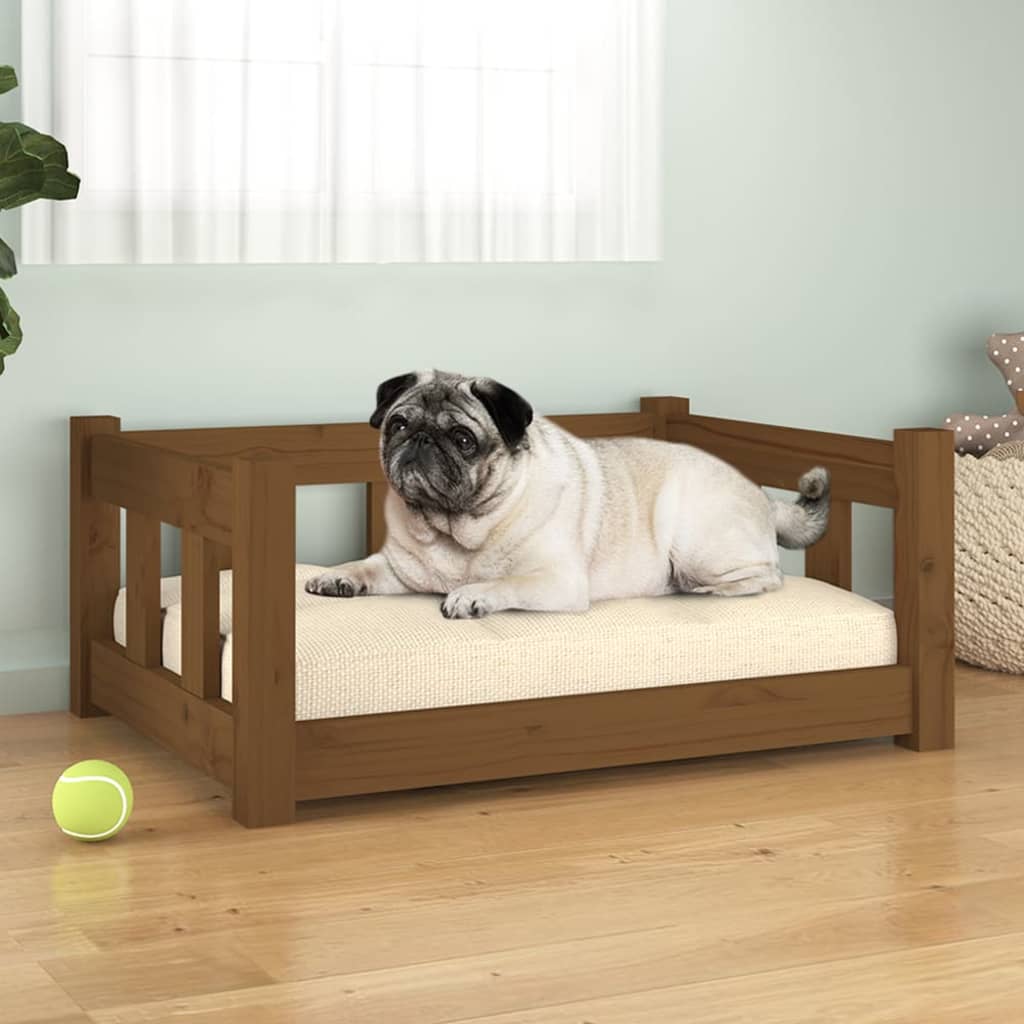Vidaxl Dog Basket 65.5x50.5x28 cm Solid fyrretræ Honningbrun