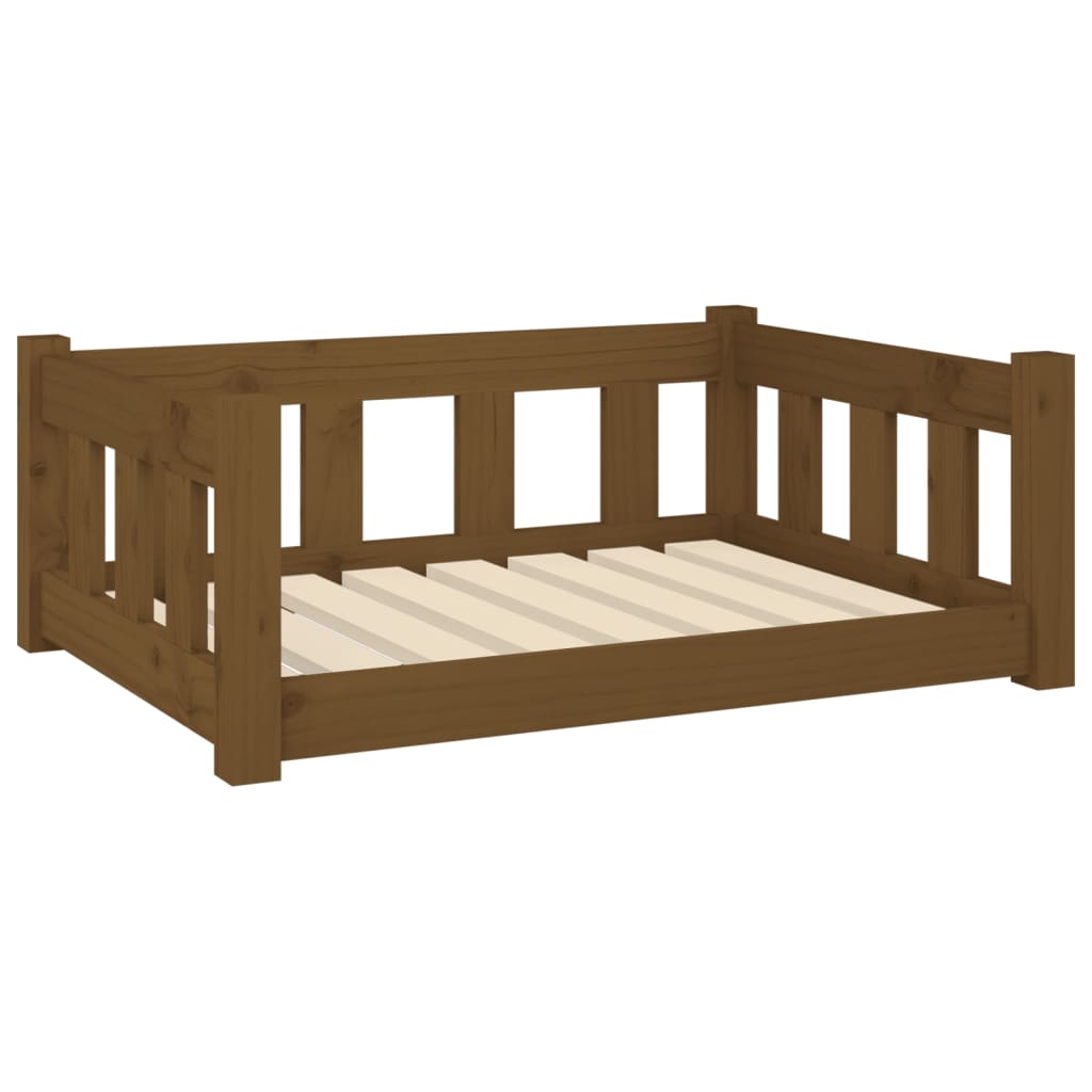 Vidaxl Dog Basket 75.5x55.5x28 cm Solid fyrretræ Honningbrun