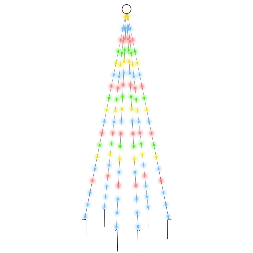 VidaXL flagstang juletræ 108 LEDs flerfarvet 180 cm