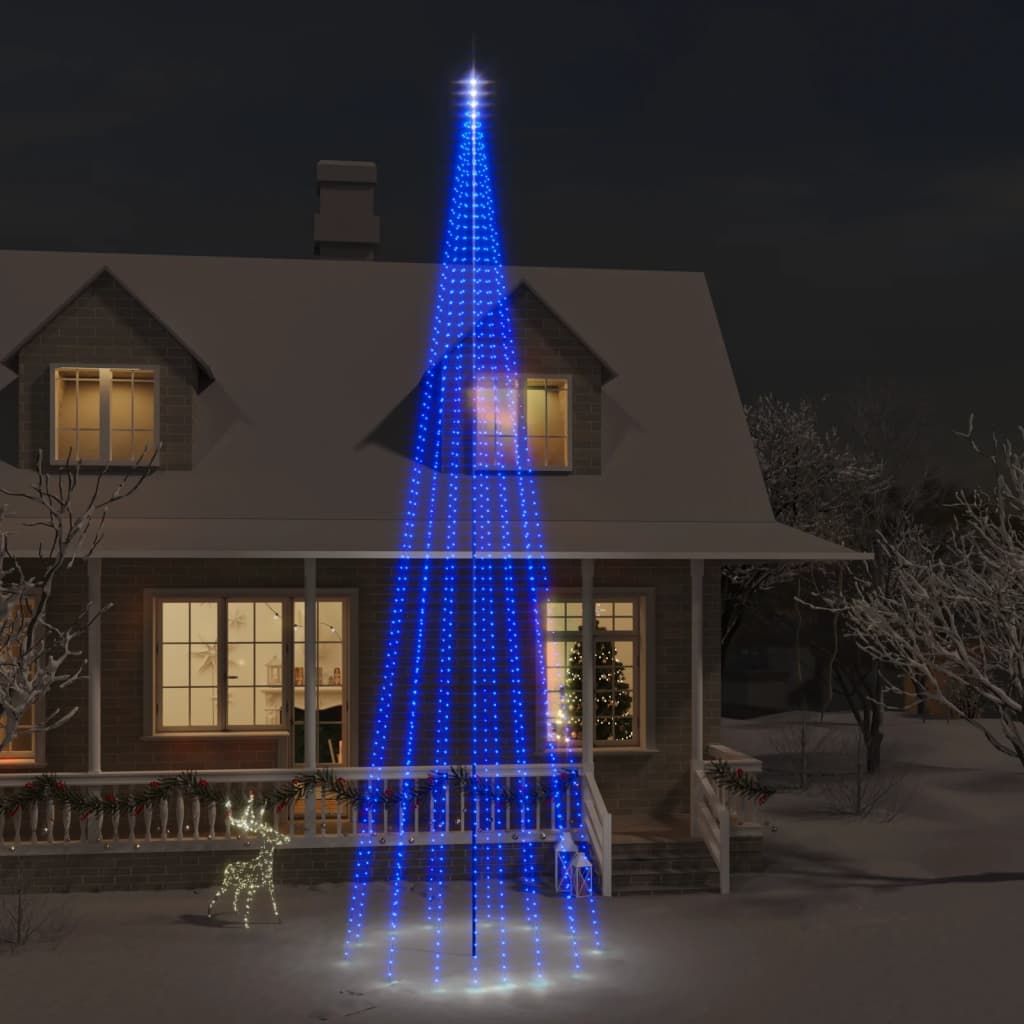 Vidaxl flagstang juletræ 1134 LED'er blå 800 cm
