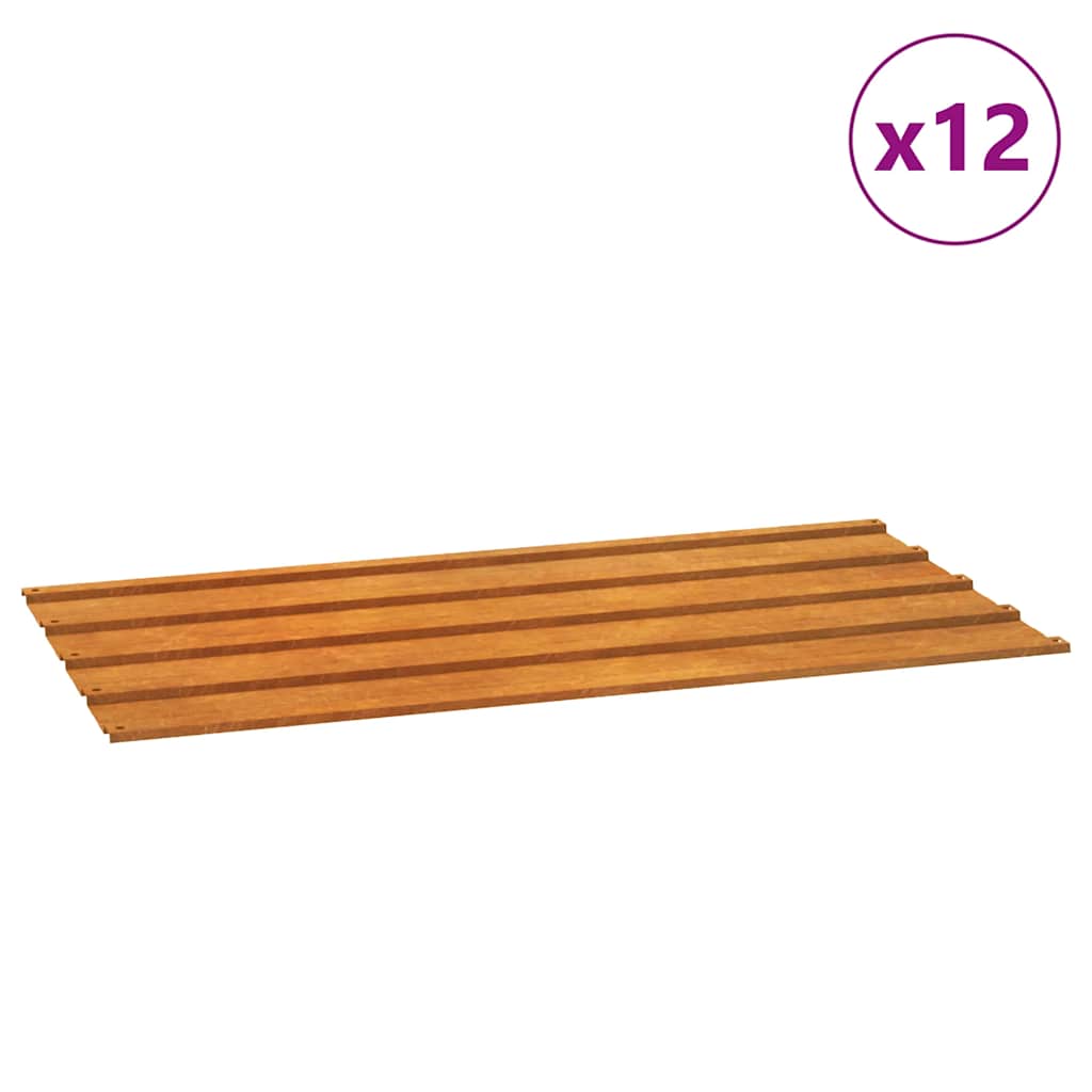 Vidaxl tagpaneler 12 St 80x44 cm Corten Steel Rusty