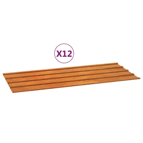 Vidaxl tagpaneler 12 stk 100x44 cm Corten Steel Rusty