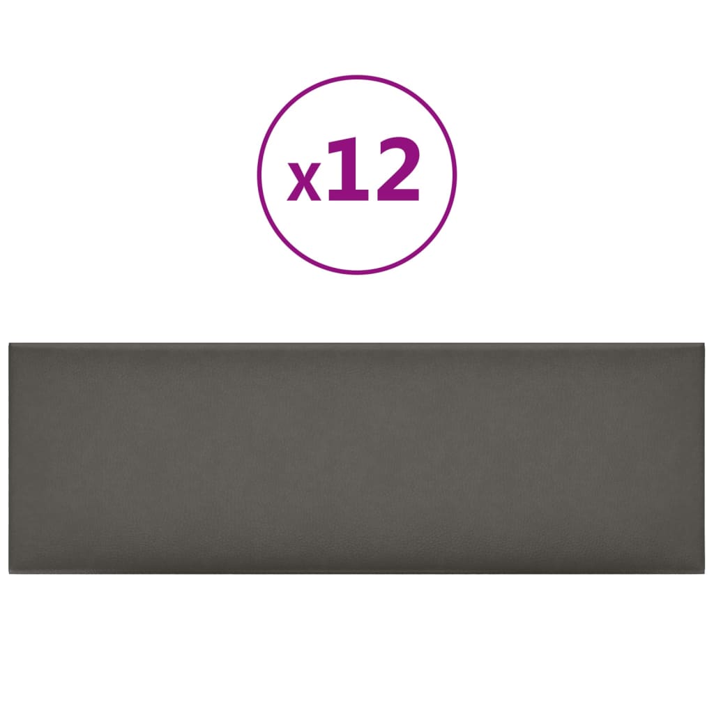 Vidaxl vægpaneler 12 ST 3,24 m² 90x30 cm Kunstig lædergrå