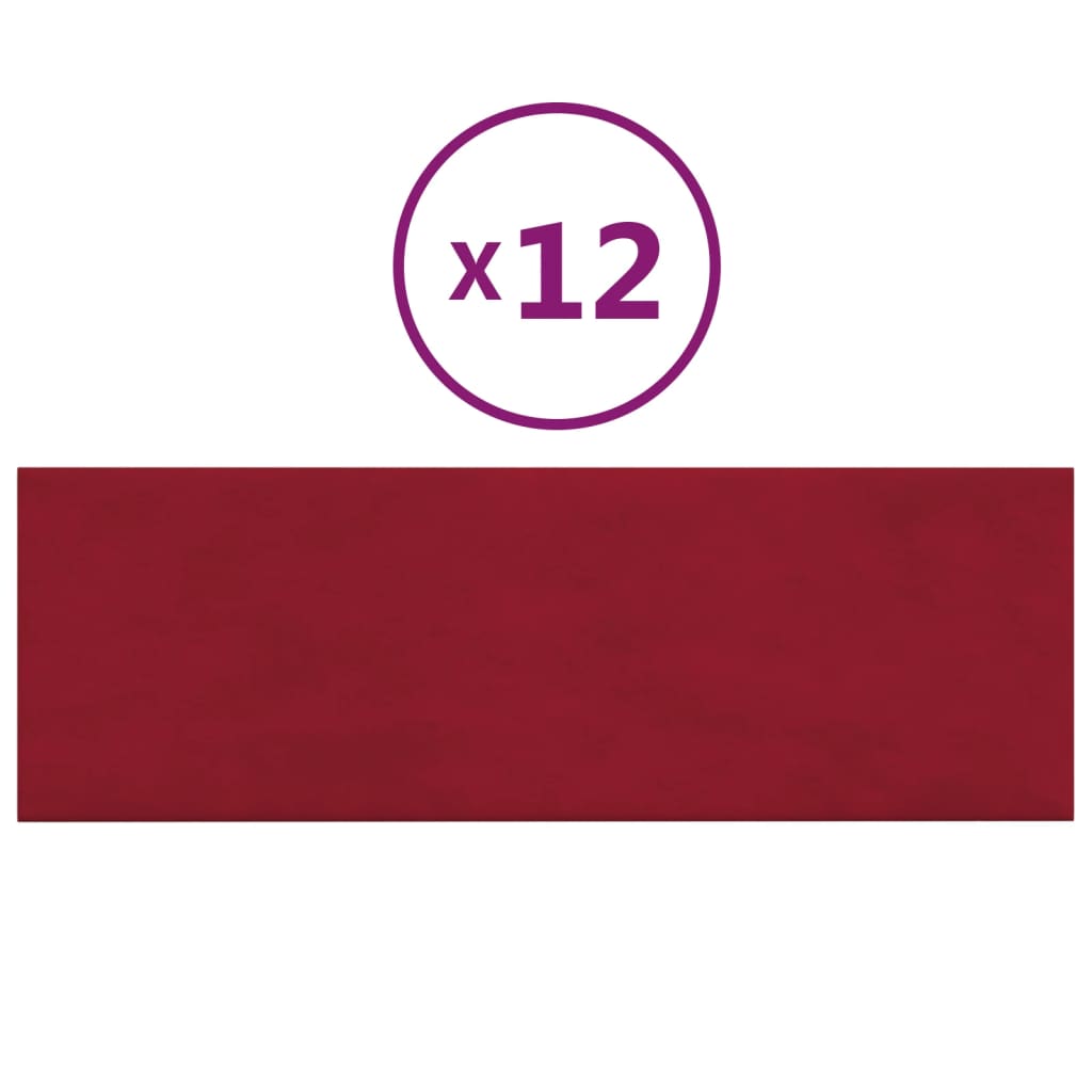 Vidaxl vægpaneler 12 ST 3,24 m² 90x30 cm Velvet Wine Red