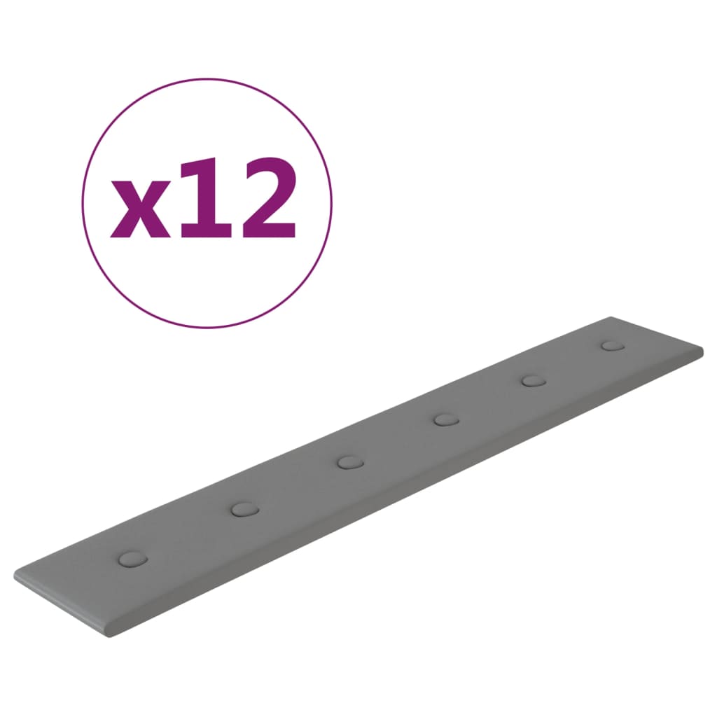 Vidaxl vægpaneler 12 St 1,62 m² 90x15 cm Kunstig lædergrå