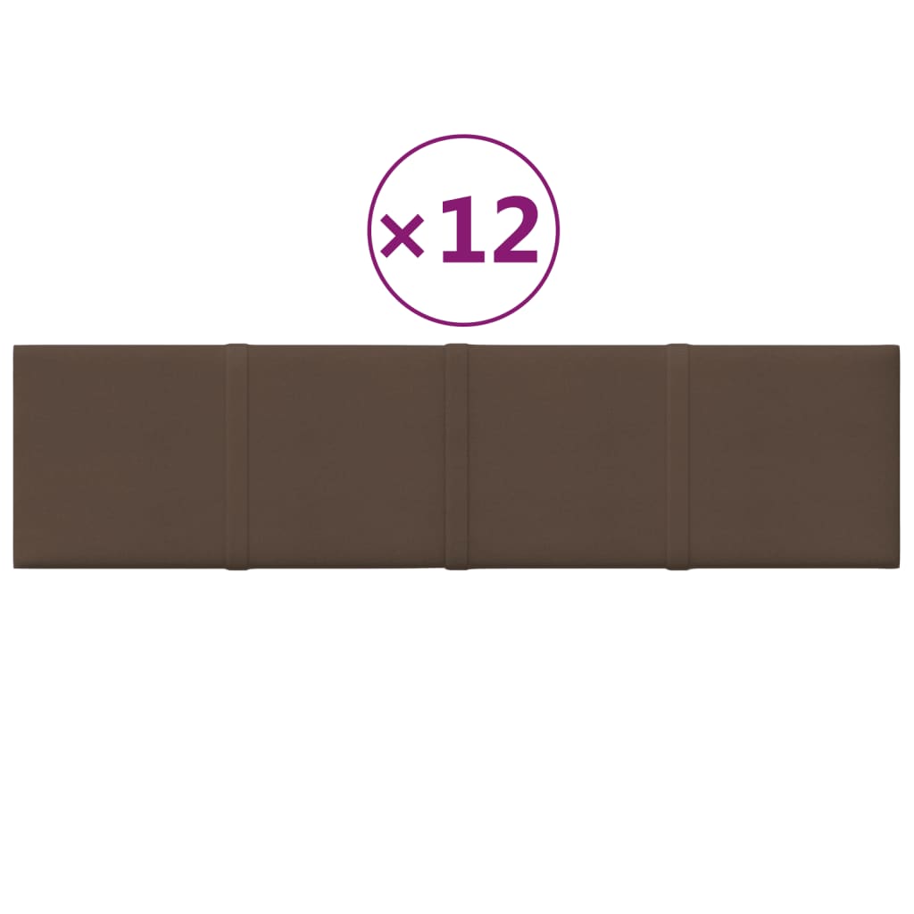 Vidaxl vægpaneler 12 st 1,08 m² 60x15 cm stofbrun