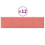 Vidaxl vægpaneler 12 st 1,08 m² 60x15 cm fløjl lyserød