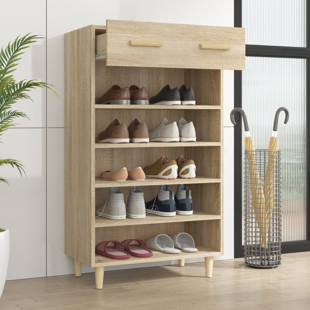 Vidaxl schoenenkast 60x35x105 cm bewerkt hout sonoma eikenkleurig