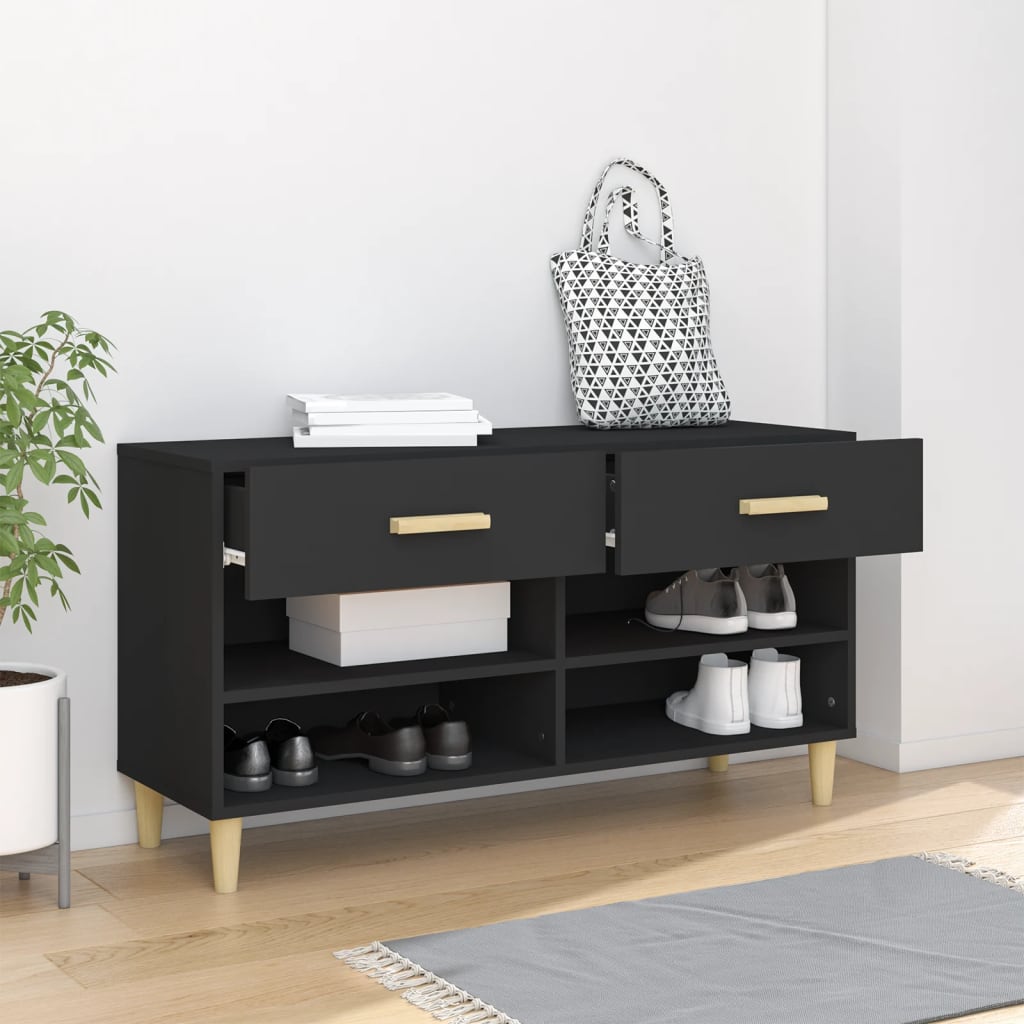 Vidaxl Shoe Cabinet 102x35x55 cm Property Wood Black