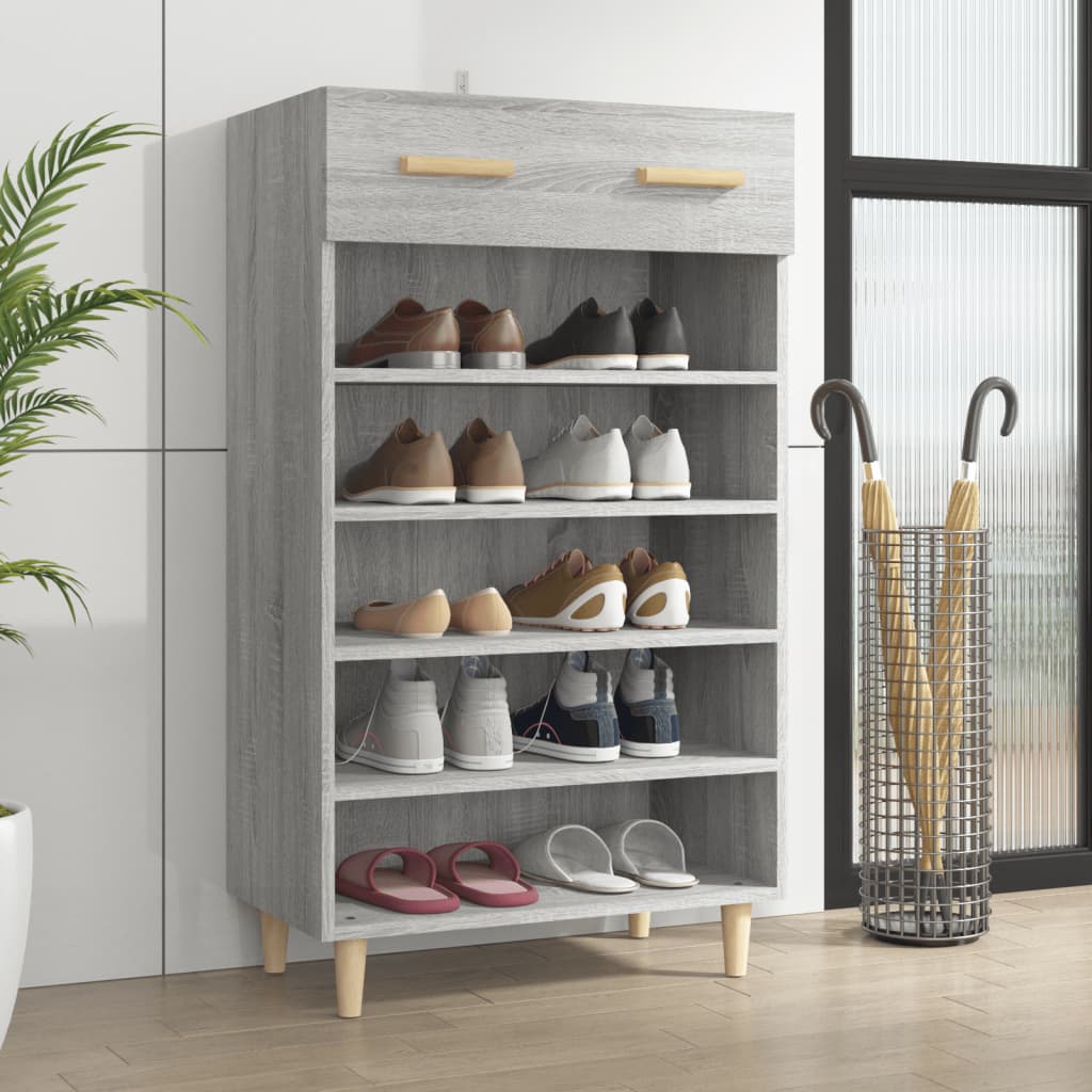 Vidaxl schoenenkast 60x35x105 cm bewerkt hout grijs sonoma eikenkleur