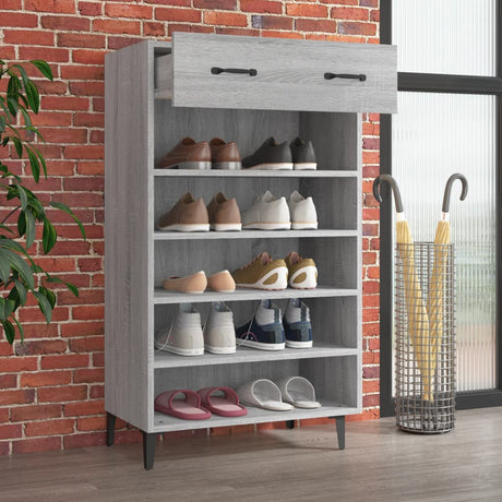 Vidaxl Shoe Cabinet 60x35x105 cm Property Wood Grey Sonoma Oak Color