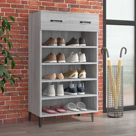 Vidaxl Shoe Cabinet 60x35x105 cm Property Wood Grey Sonoma Oak Color