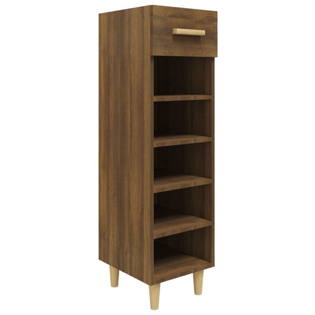 Vidaxl Shoe Cabinet 30x35x105 cm skåret træbrun eg farve