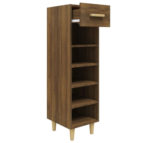 Vidaxl Shoe Cabinet 30x35x105 cm skåret træbrun eg farve
