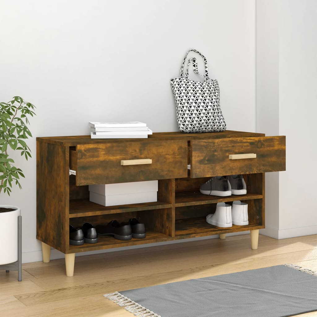 Vidaxl Shoe Cabinet 102x35x55 cm Property Wood Røget eg Farvet