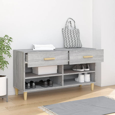 Vidaxl Shoe Cabinet 102x35x55 cm Property Wood Grey Sonoma Oak Color