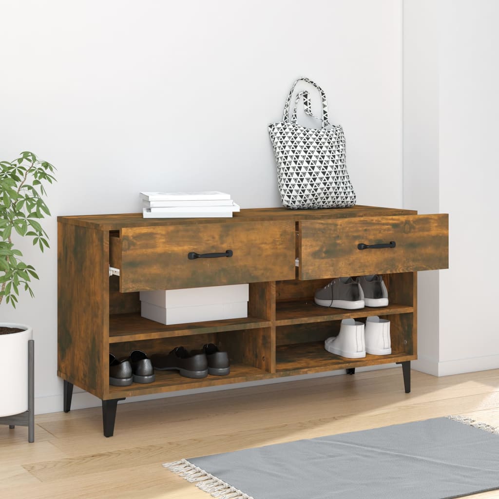 Vidaxl Shoe Cabinet 102x35x55 cm Property Wood Røget eg Farvet