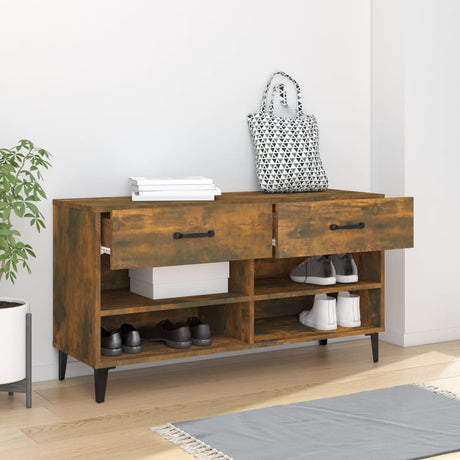 Vidaxl Shoe Cabinet 102x35x55 cm Property Wood Røget eg Farvet