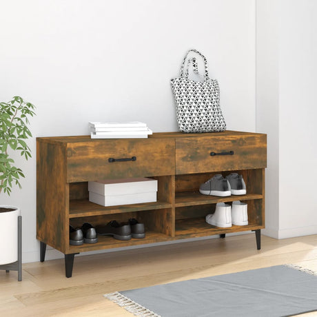 Vidaxl Shoe Cabinet 102x35x55 cm Property Wood Røget eg Farvet