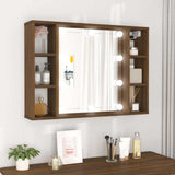 Vidaxl spiegelkast met led-verlichting 76x15x55 cm bruin eikenkleur