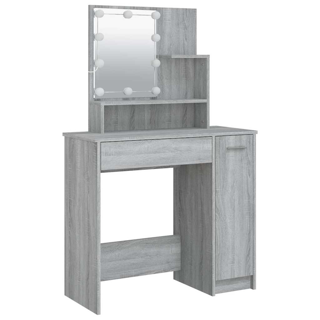 Vidaxl kaptafel met led 86,5x35x136 cm grijs sonoma eikenkleurig