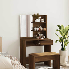 Vidaxl kaptafel met spiegel 74,5x40x141 cm bruin eikenkleur