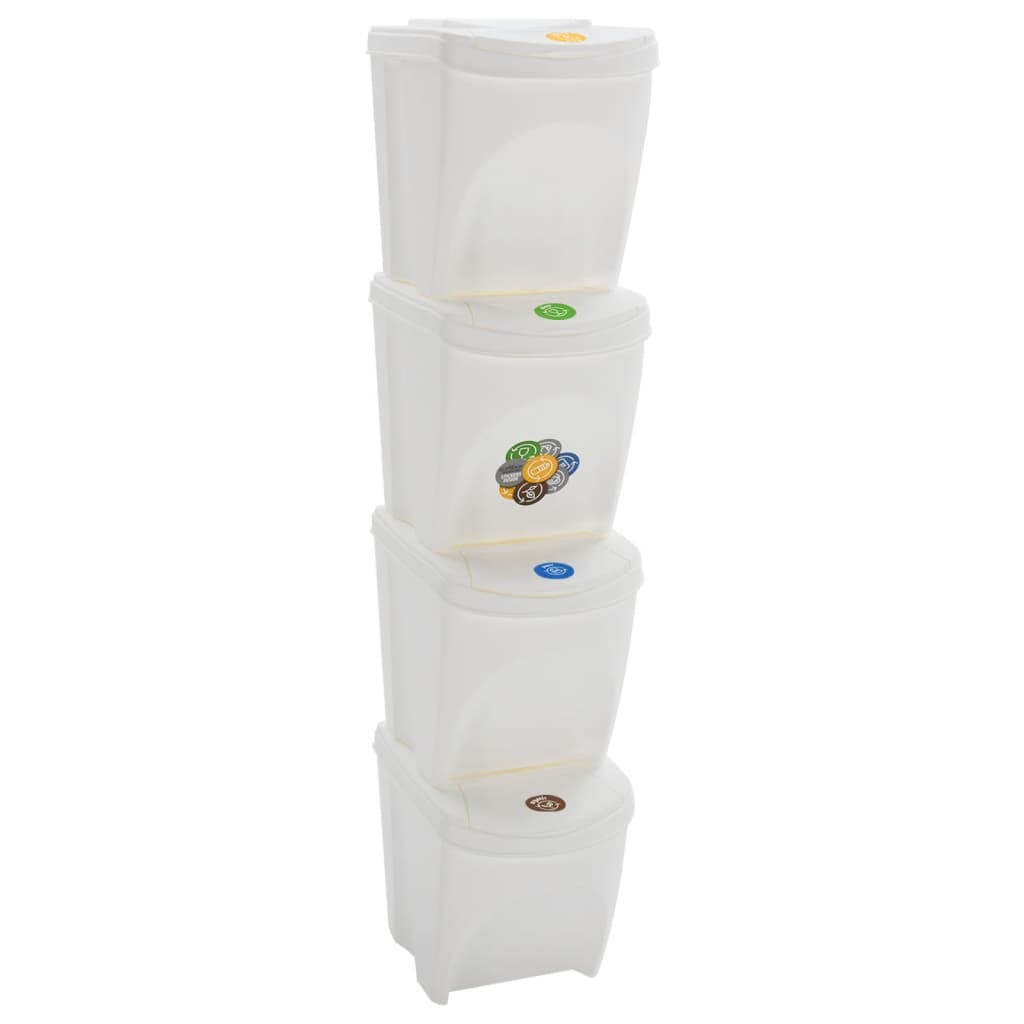 Vidaxl skraldespande 4 stk stabelbare 100 l polypropylen hvid