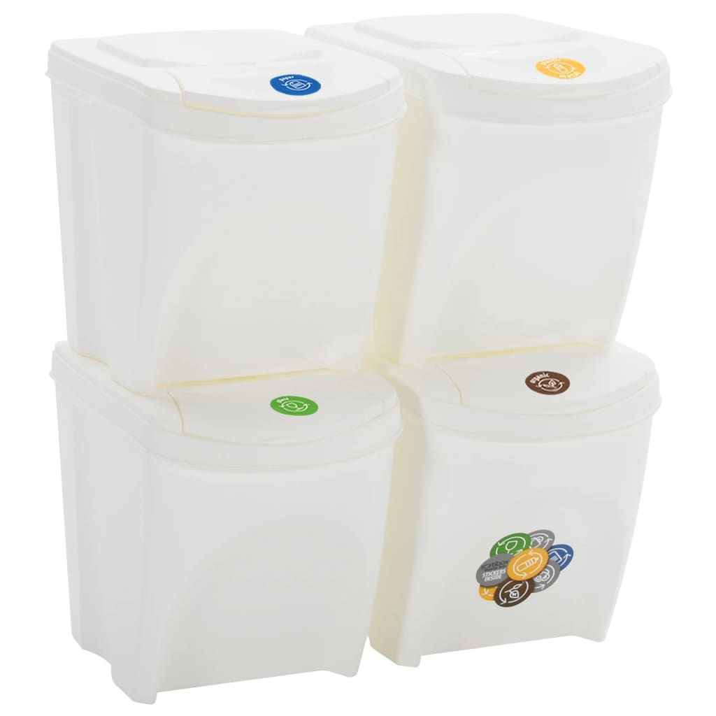 Vidaxl skraldespande 4 stk stabelbare 100 l polypropylen hvid