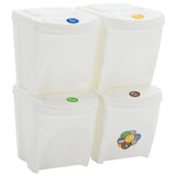 Vidaxl skraldespande 4 stk stabelbare 100 l polypropylen hvid