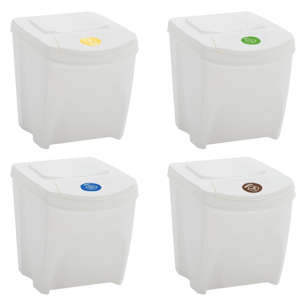 Vidaxl skraldespande 4 stk stabelbare 100 l polypropylen hvid