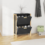Vidaxl Shoe Cabinet 57.5x33x80 cm Property Wood Black