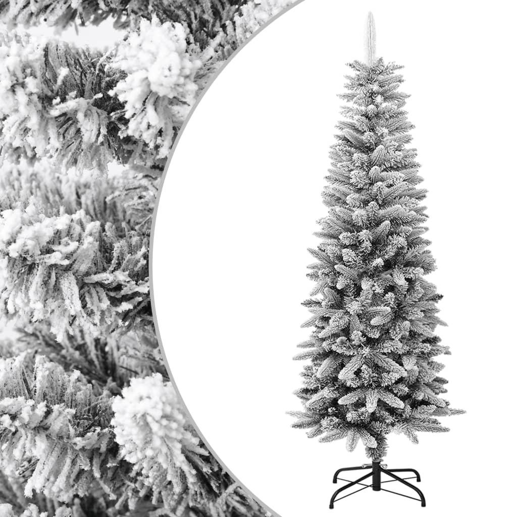 Vidaxl Kunstkerstboom med sne smal 150 cm PVC og PE