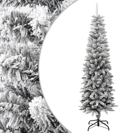 Vidaxl Kunstkerstboom med sne smalle 180 cm PVC og PE