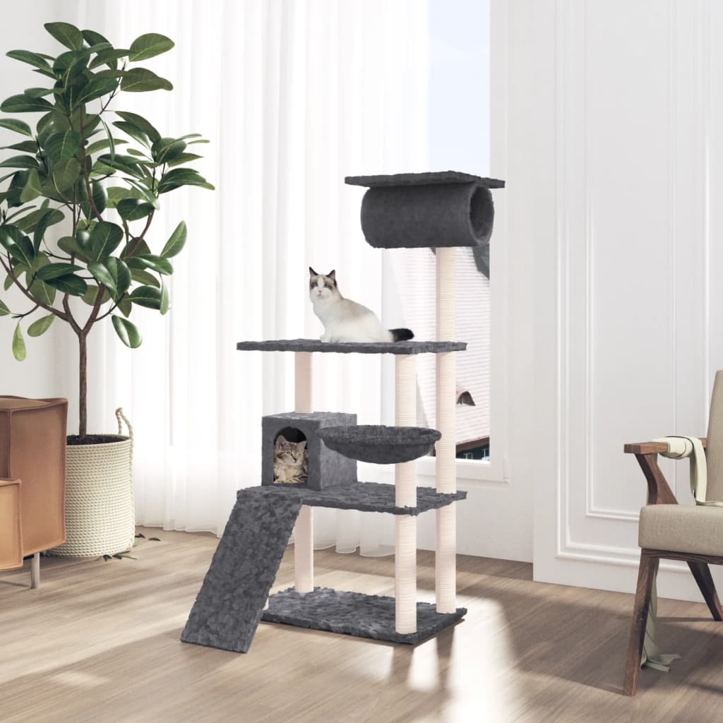 Vidaxl kattemøbler med sisal skrabe poster 131 cm mørkegrå