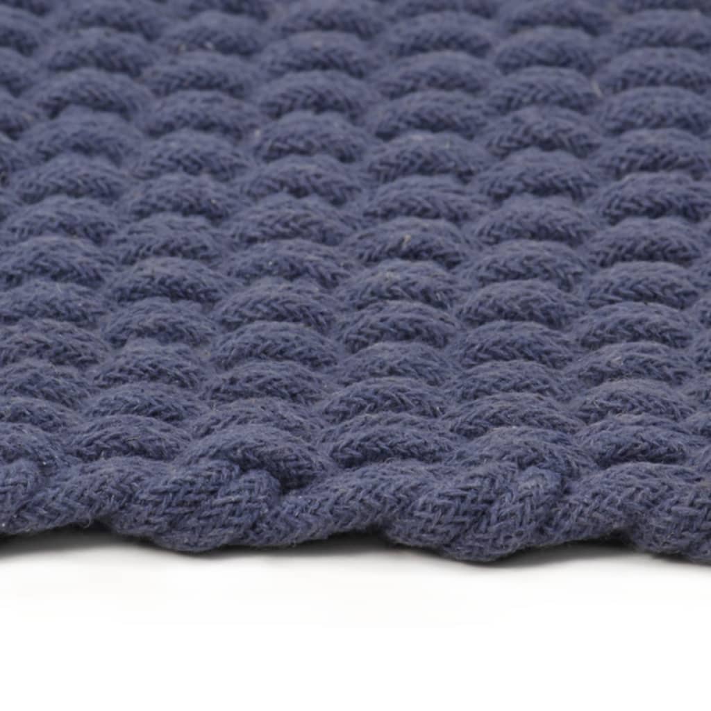 Vidaxl Rug Rectangular 160x230 cm Bomuld Navy Blue Blue