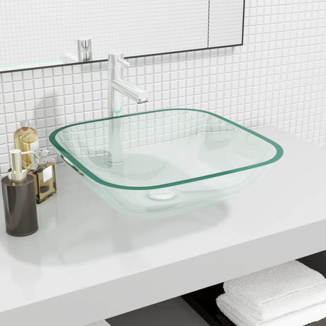 Vidaxl Washbasin 42x42x14 cm glas gennemsigtig