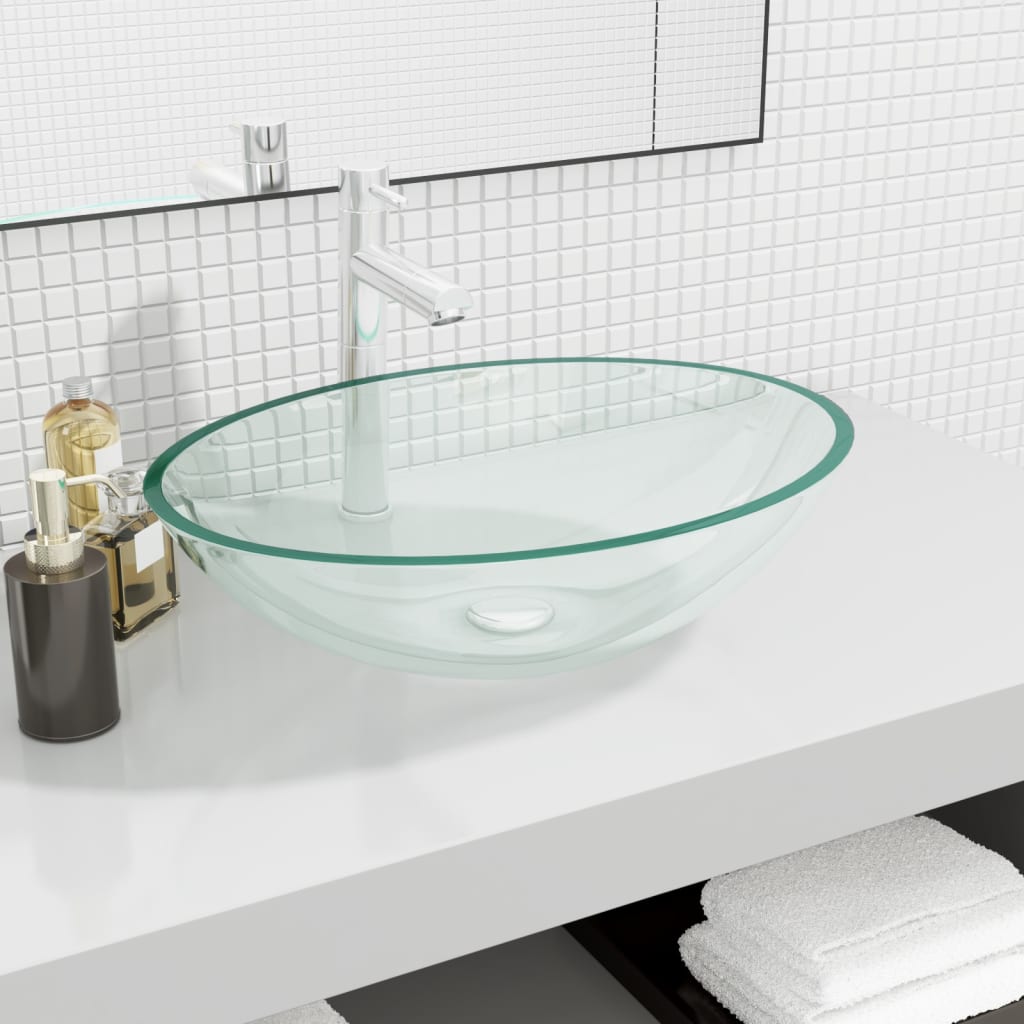 Vidaxl Washbasin 50x37x14 cm glas gennemsigtig