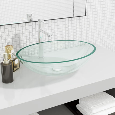 Vidaxl Washbasin 50x37x14 cm glas gennemsigtig