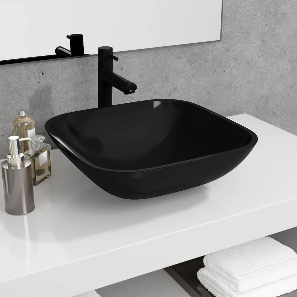 Vidaxl Washbasin 42x42x14 cm glas sort