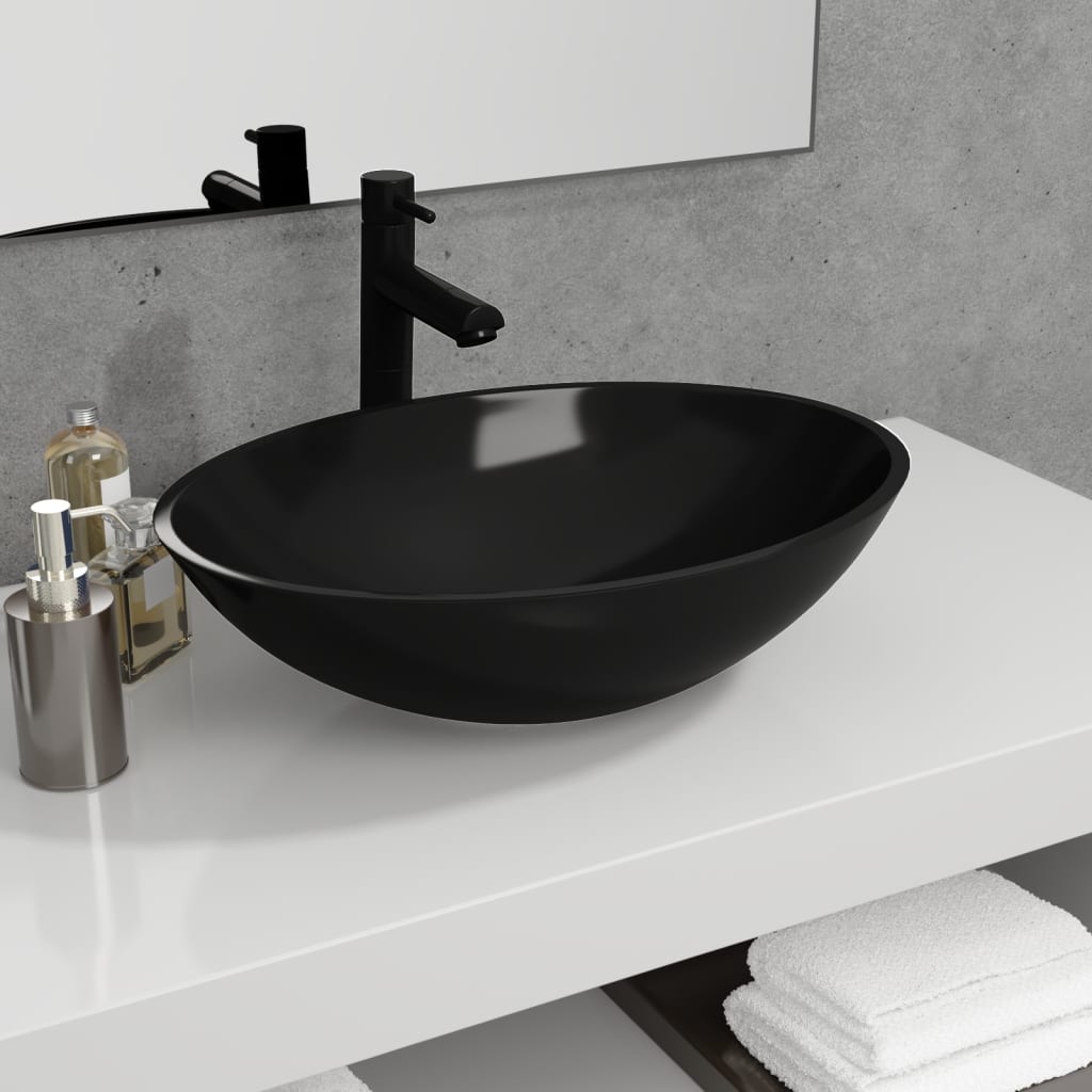 Vidaxl Washbasin 50x37x14 cm glas sort