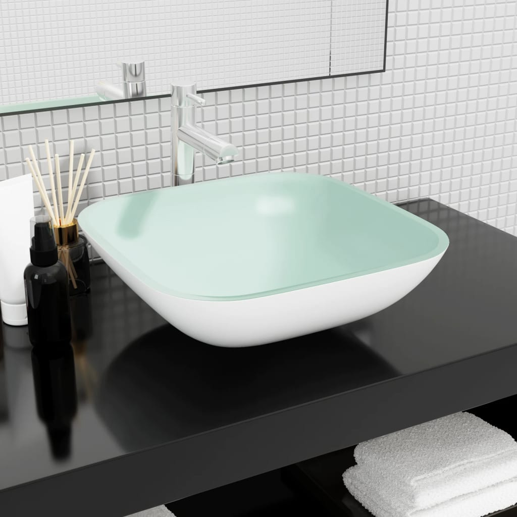 Vidaxl Washbasin 42x42x14 cm glas hvid