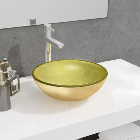 Vidaxl Washbasin 35x12 cm tempereret glasguldfarvet