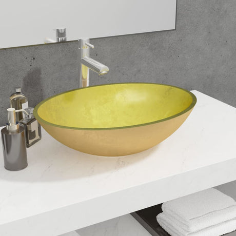 Vidaxl Washbasin 50x37x14 cm glasguldfarvet