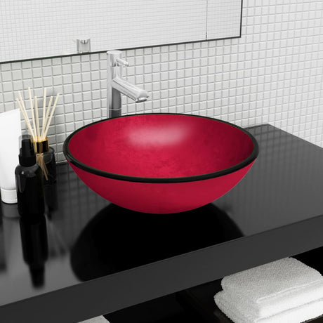 Vidaxl Washbasin 42x14 cm tempereret glasrød
