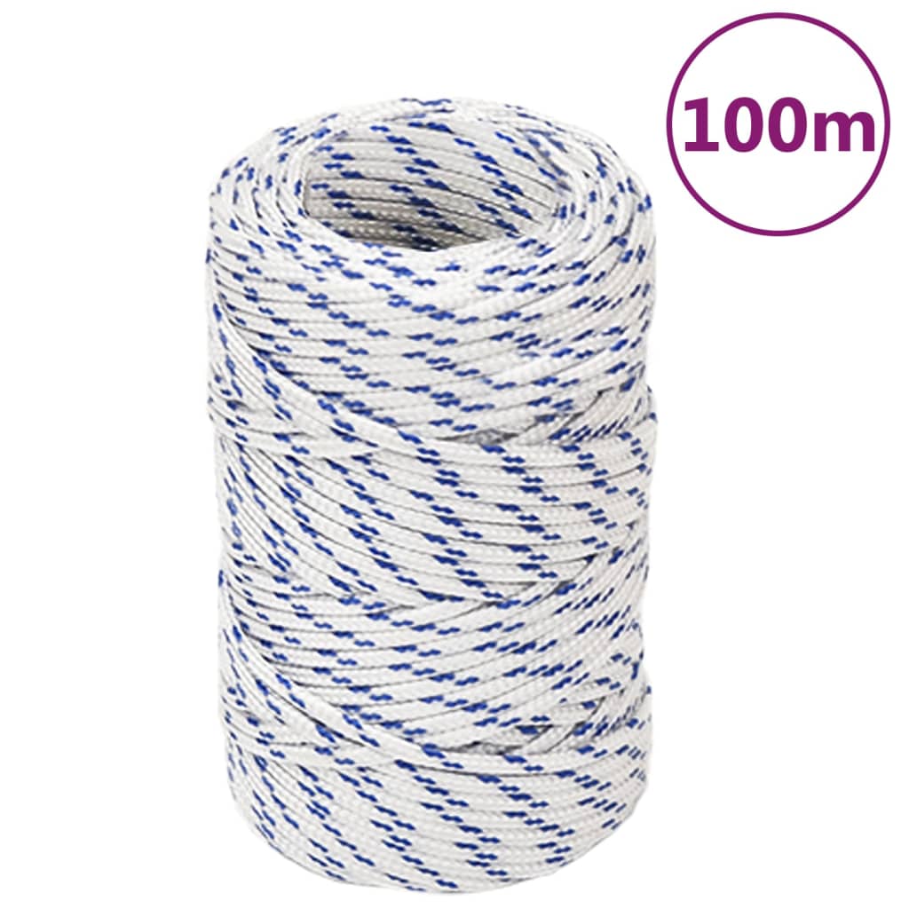 VidaXL bådreb 2 mm 100 m polypropylen hvid