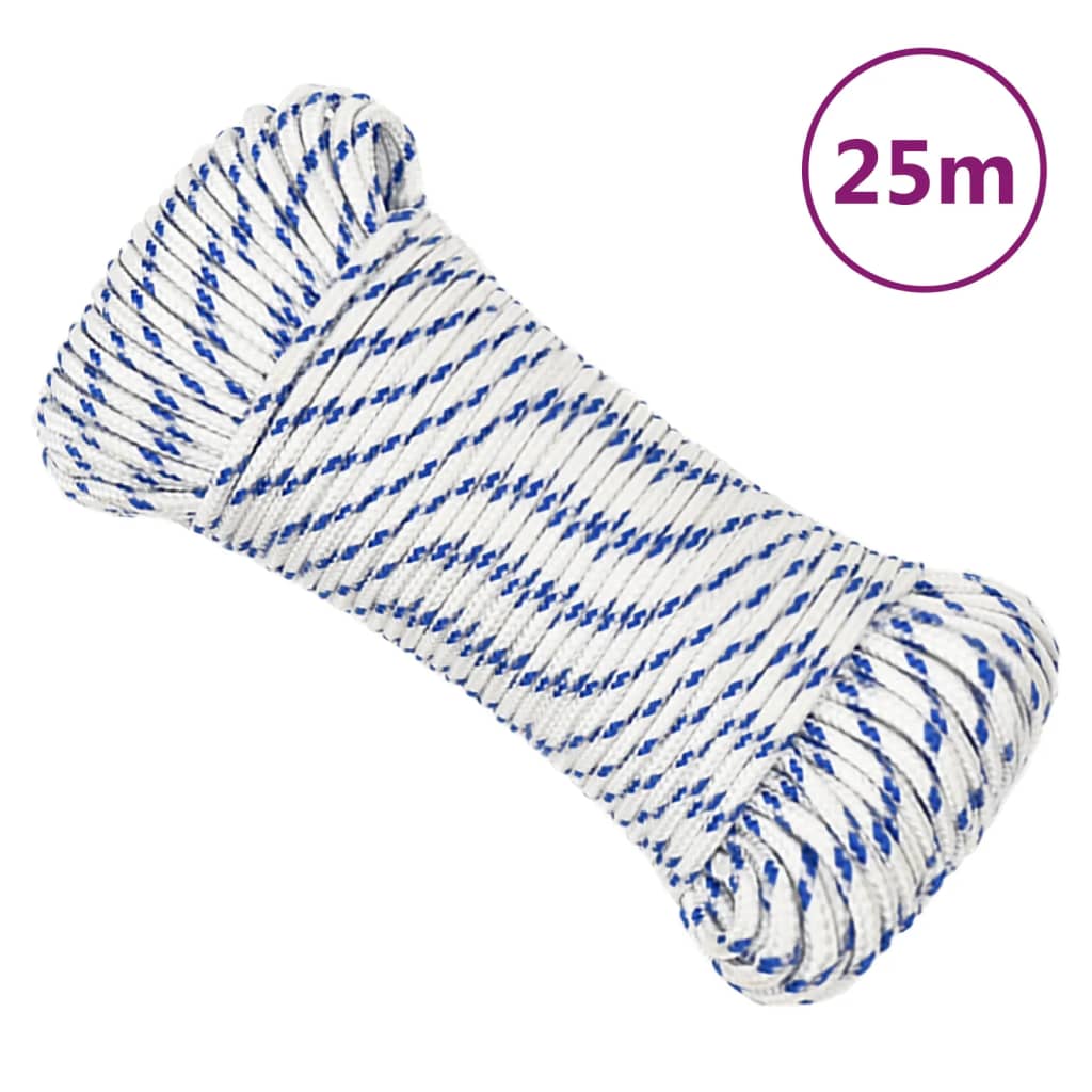 VidaXL bådreb 5 mm 25 m polypropylen hvid