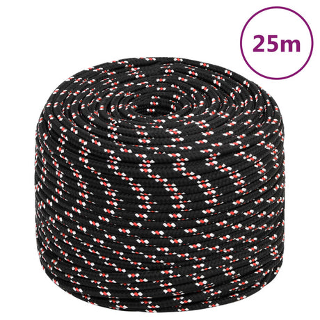 Vidaxxl bådreb 8 mm 25 m polypropylen sort