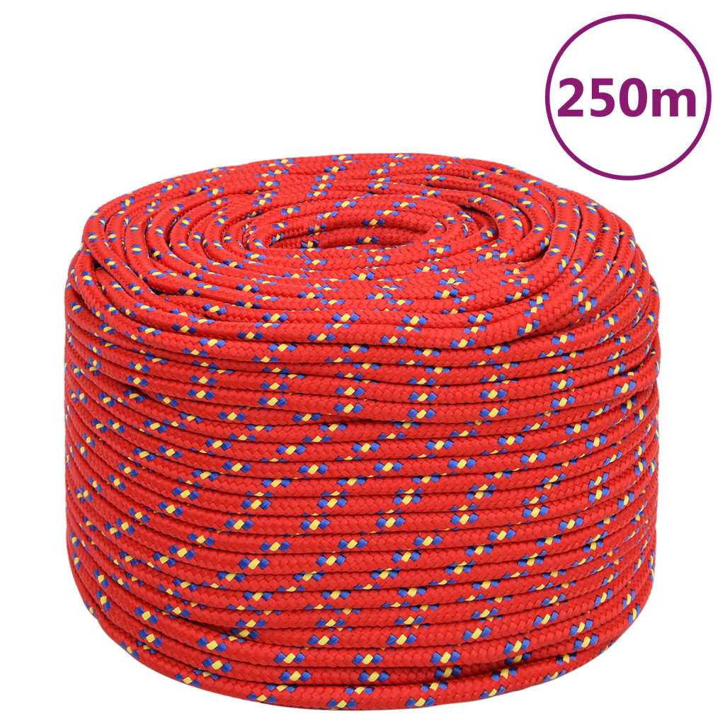 Vidaxxl bådreb 6 mm 250 m polypropylen rød